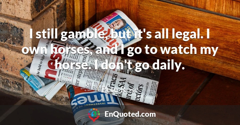 I still gamble, but it's all legal. I own horses, and I go to watch my horse. I don't go daily.