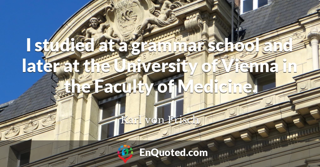 I studied at a grammar school and later at the University of Vienna in the Faculty of Medicine.
