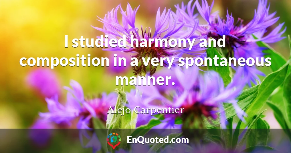 I studied harmony and composition in a very spontaneous manner.