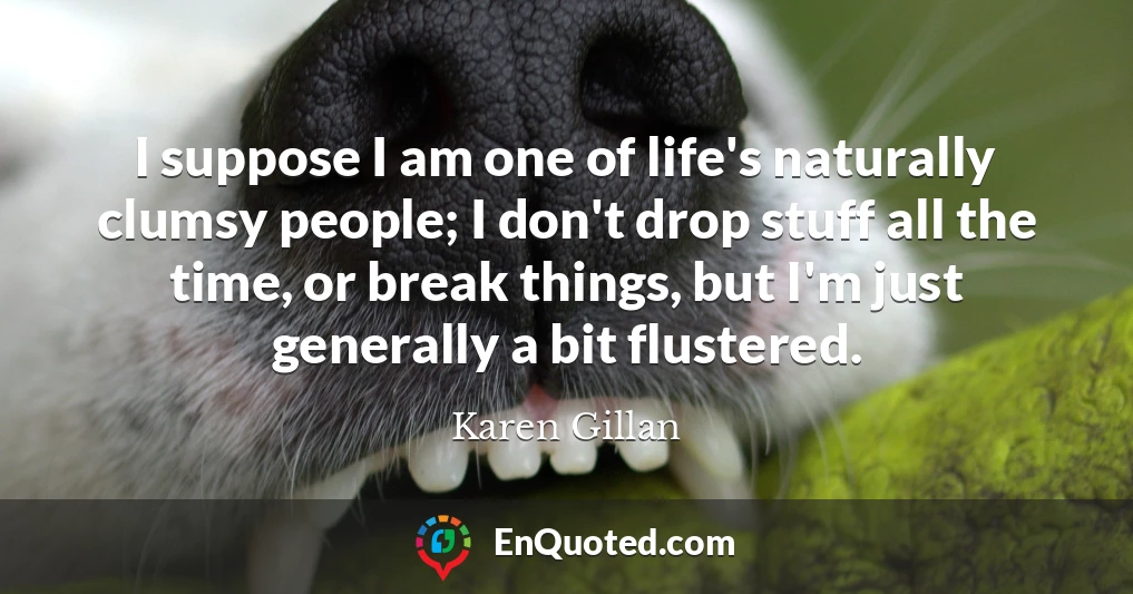 I suppose I am one of life's naturally clumsy people; I don't drop stuff all the time, or break things, but I'm just generally a bit flustered.