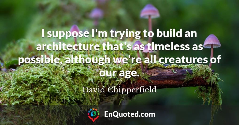 I suppose I'm trying to build an architecture that's as timeless as possible, although we're all creatures of our age.