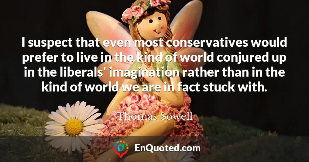 I suspect that even most conservatives would prefer to live in the kind of world conjured up in the liberals' imagination rather than in the kind of world we are in fact stuck with.