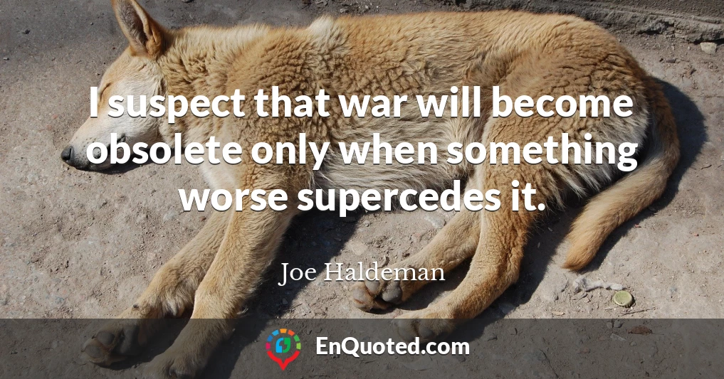 I suspect that war will become obsolete only when something worse supercedes it.