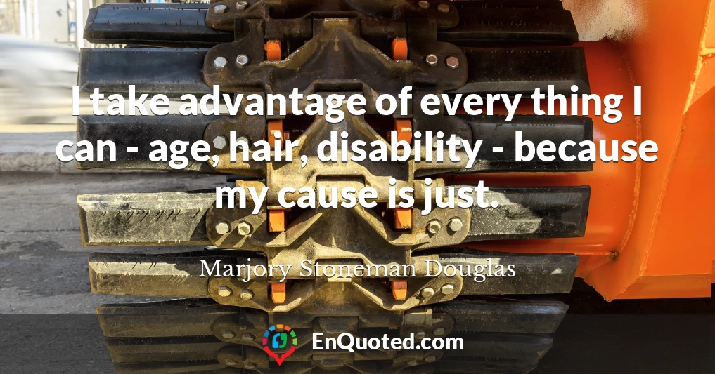 I take advantage of every thing I can - age, hair, disability - because my cause is just.