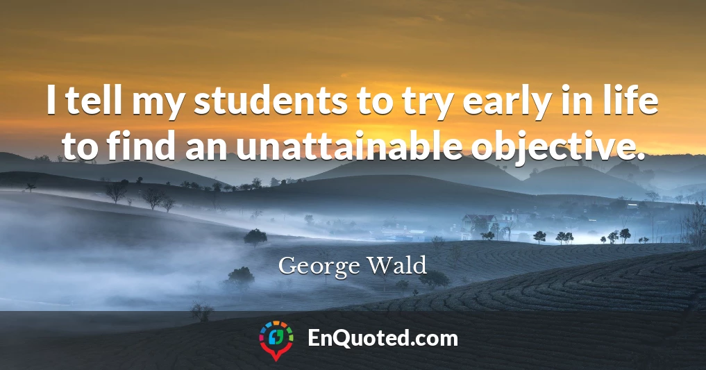 I tell my students to try early in life to find an unattainable objective.
