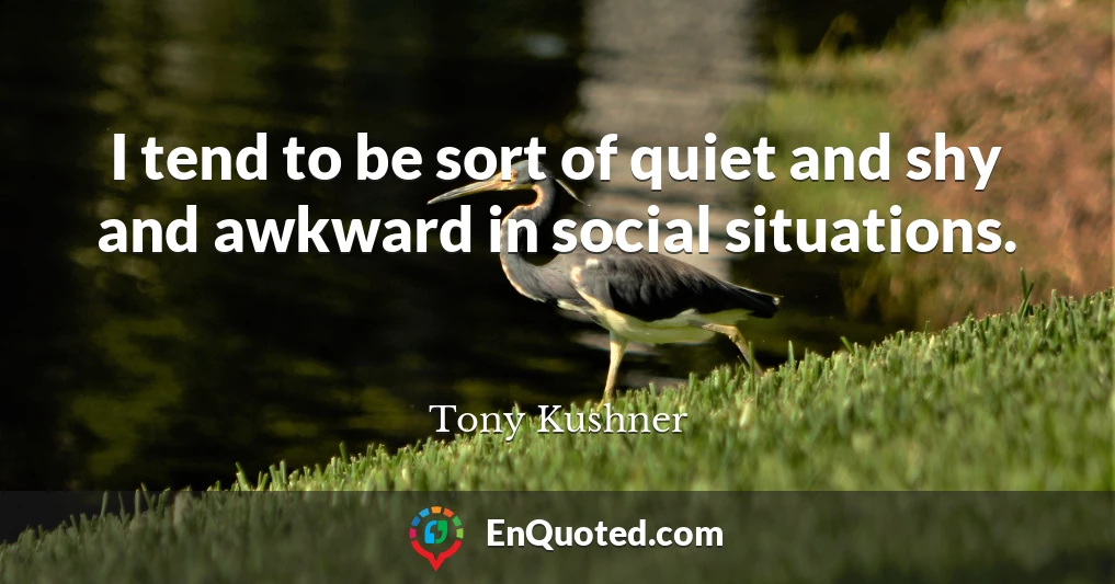 I tend to be sort of quiet and shy and awkward in social situations.