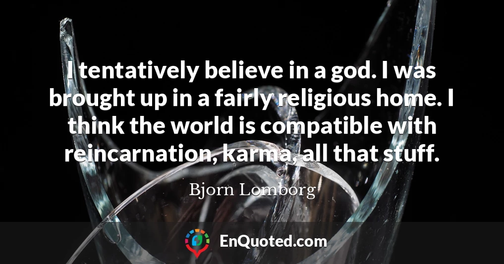 I tentatively believe in a god. I was brought up in a fairly religious home. I think the world is compatible with reincarnation, karma, all that stuff.