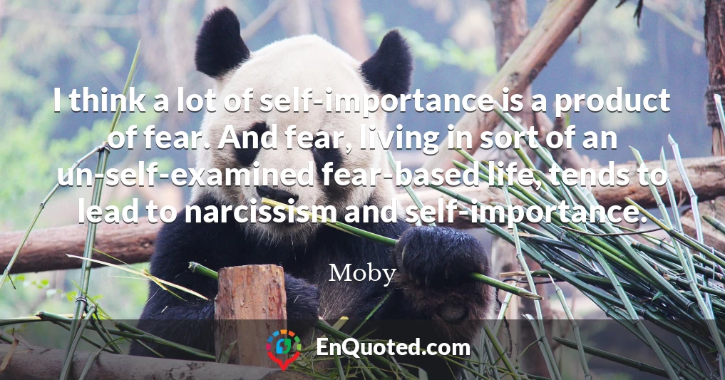 I think a lot of self-importance is a product of fear. And fear, living in sort of an un-self-examined fear-based life, tends to lead to narcissism and self-importance.