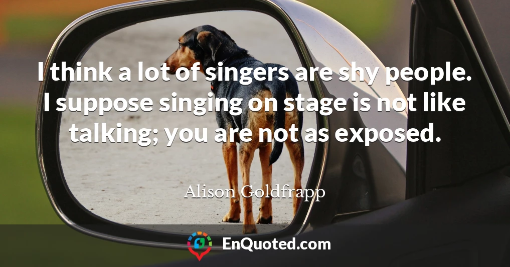 I think a lot of singers are shy people. I suppose singing on stage is not like talking; you are not as exposed.