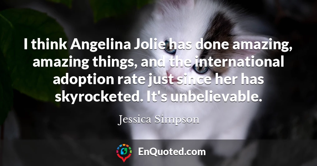 I think Angelina Jolie has done amazing, amazing things, and the international adoption rate just since her has skyrocketed. It's unbelievable.