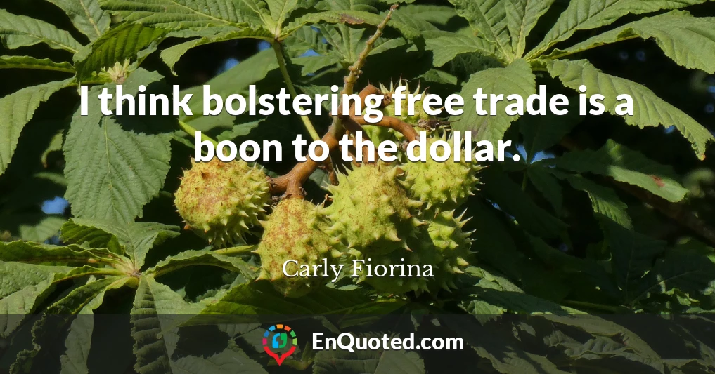 I think bolstering free trade is a boon to the dollar.