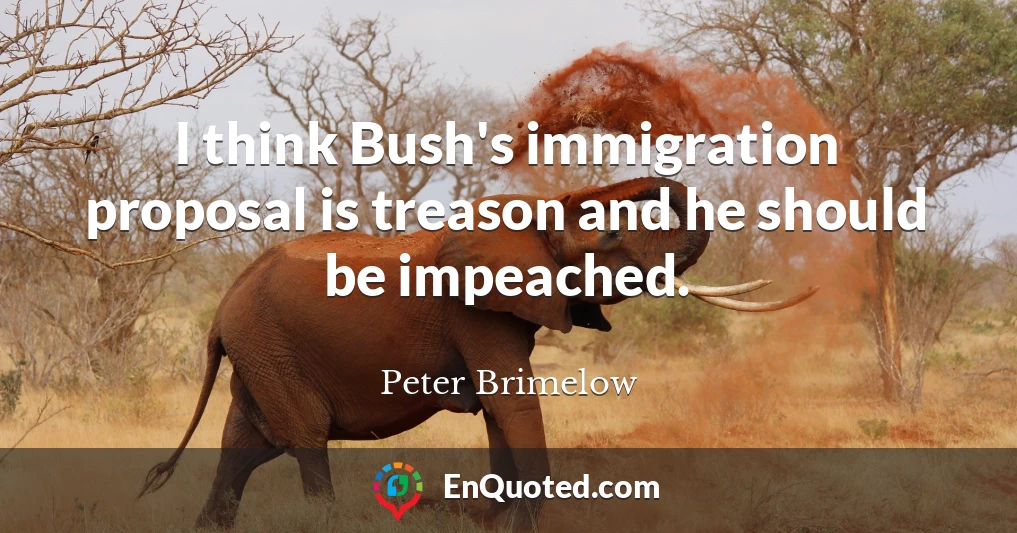I think Bush's immigration proposal is treason and he should be impeached.