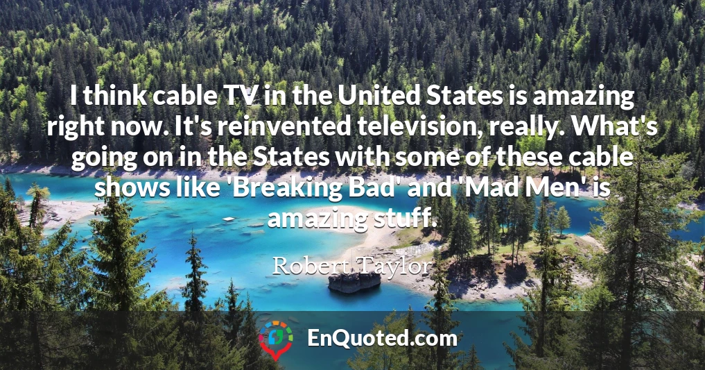 I think cable TV in the United States is amazing right now. It's reinvented television, really. What's going on in the States with some of these cable shows like 'Breaking Bad' and 'Mad Men' is amazing stuff.