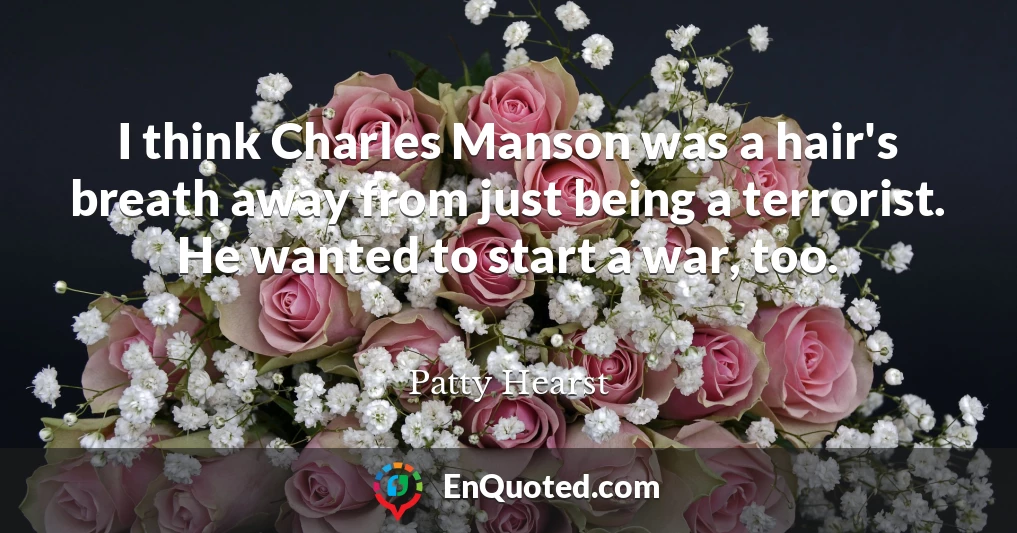 I think Charles Manson was a hair's breath away from just being a terrorist. He wanted to start a war, too.