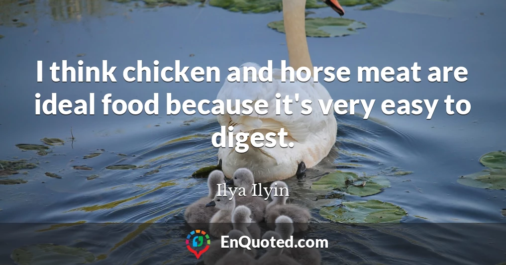 I think chicken and horse meat are ideal food because it's very easy to digest.