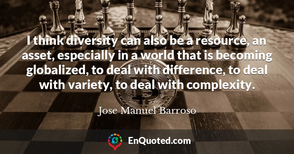 I think diversity can also be a resource, an asset, especially in a world that is becoming globalized, to deal with difference, to deal with variety, to deal with complexity.