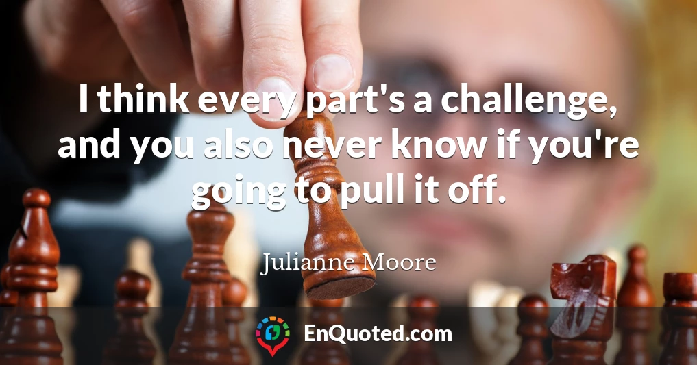 I think every part's a challenge, and you also never know if you're going to pull it off.
