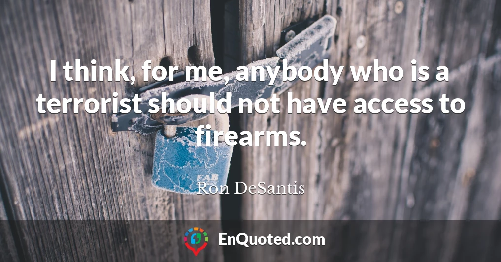 I think, for me, anybody who is a terrorist should not have access to firearms.
