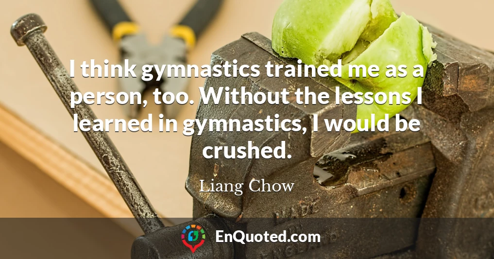 I think gymnastics trained me as a person, too. Without the lessons I learned in gymnastics, I would be crushed.