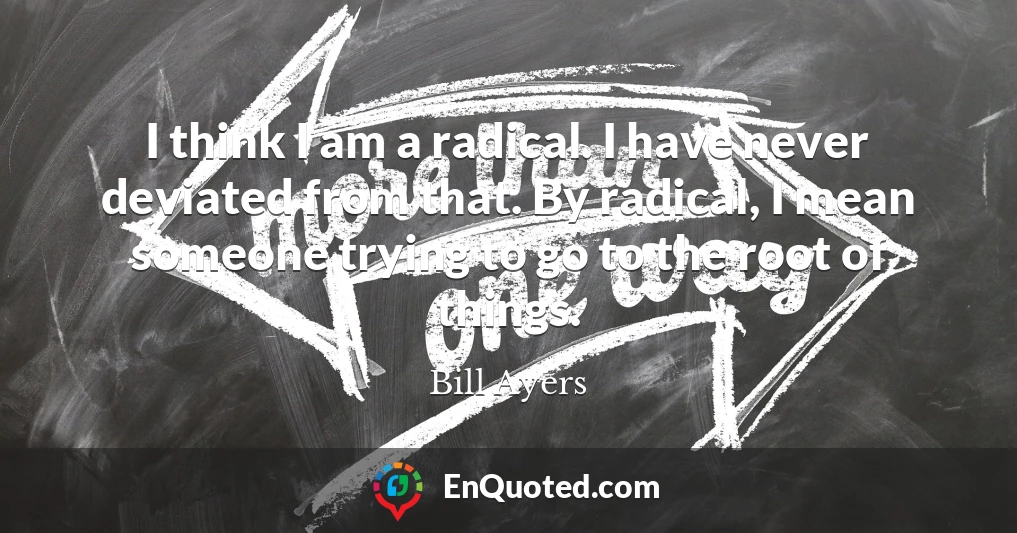 I think I am a radical. I have never deviated from that. By radical, I mean someone trying to go to the root of things.