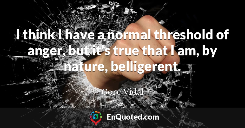 I think I have a normal threshold of anger, but it's true that I am, by nature, belligerent.