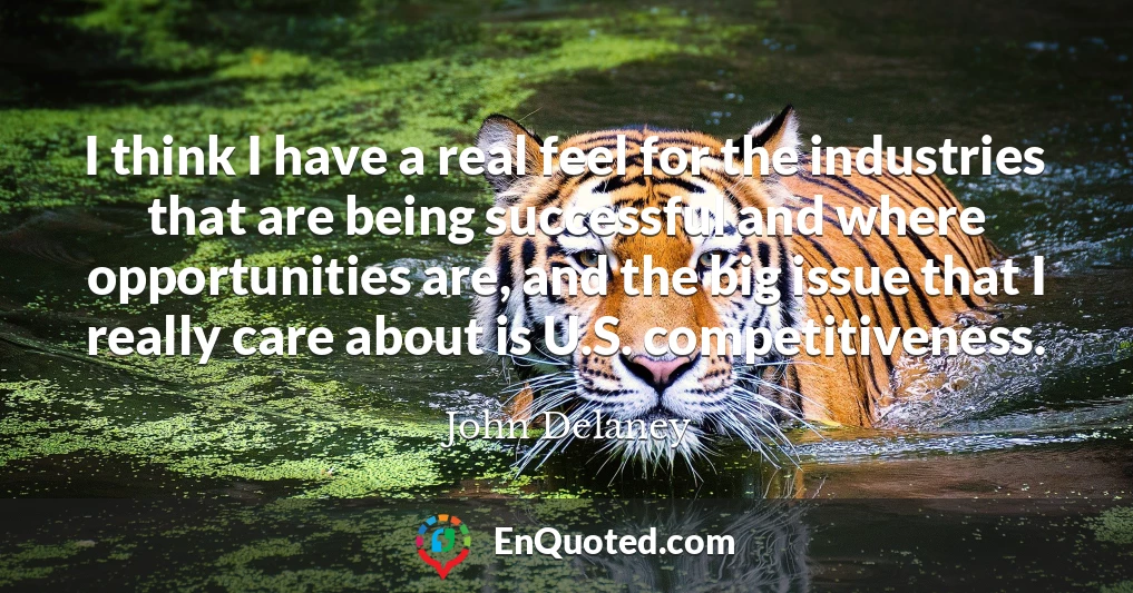 I think I have a real feel for the industries that are being successful and where opportunities are, and the big issue that I really care about is U.S. competitiveness.