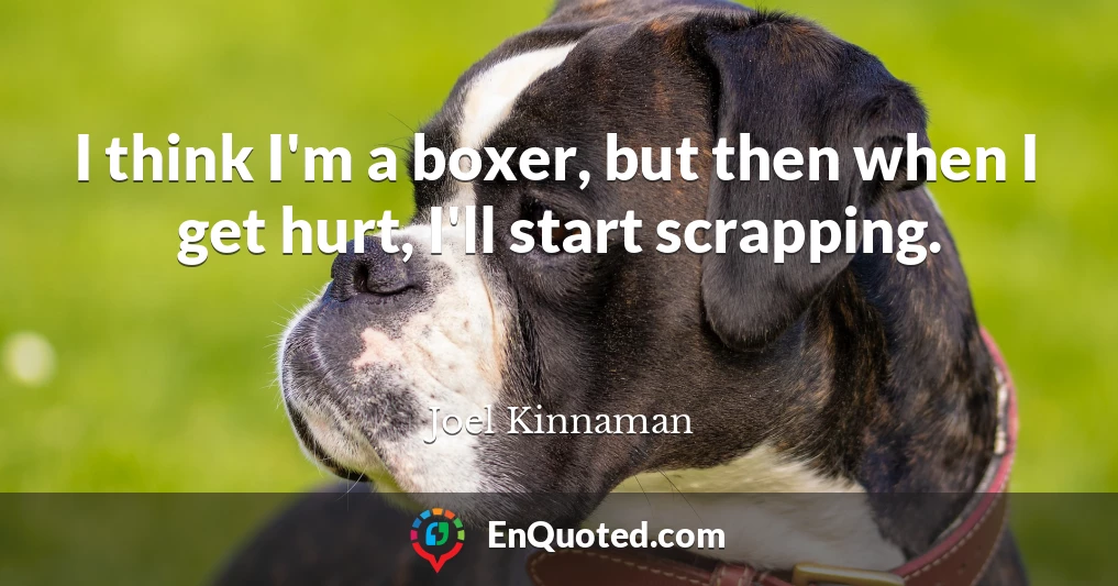 I think I'm a boxer, but then when I get hurt, I'll start scrapping.