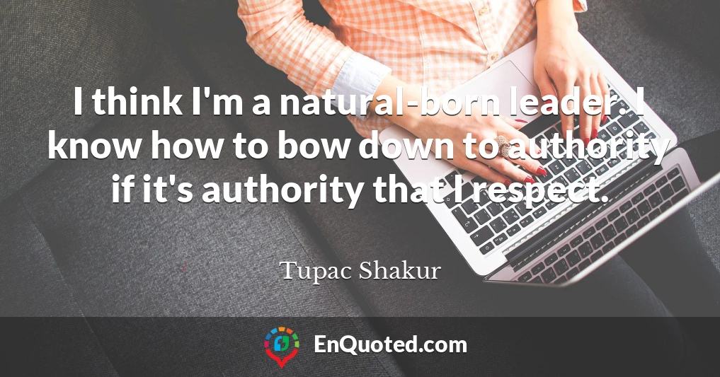 I think I'm a natural-born leader. I know how to bow down to authority if it's authority that I respect.