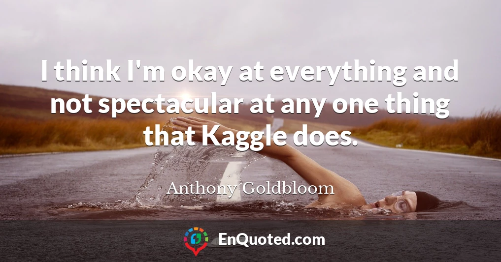 I think I'm okay at everything and not spectacular at any one thing that Kaggle does.