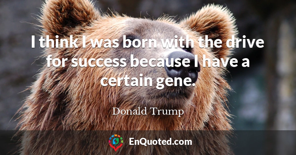 I think I was born with the drive for success because I have a certain gene.