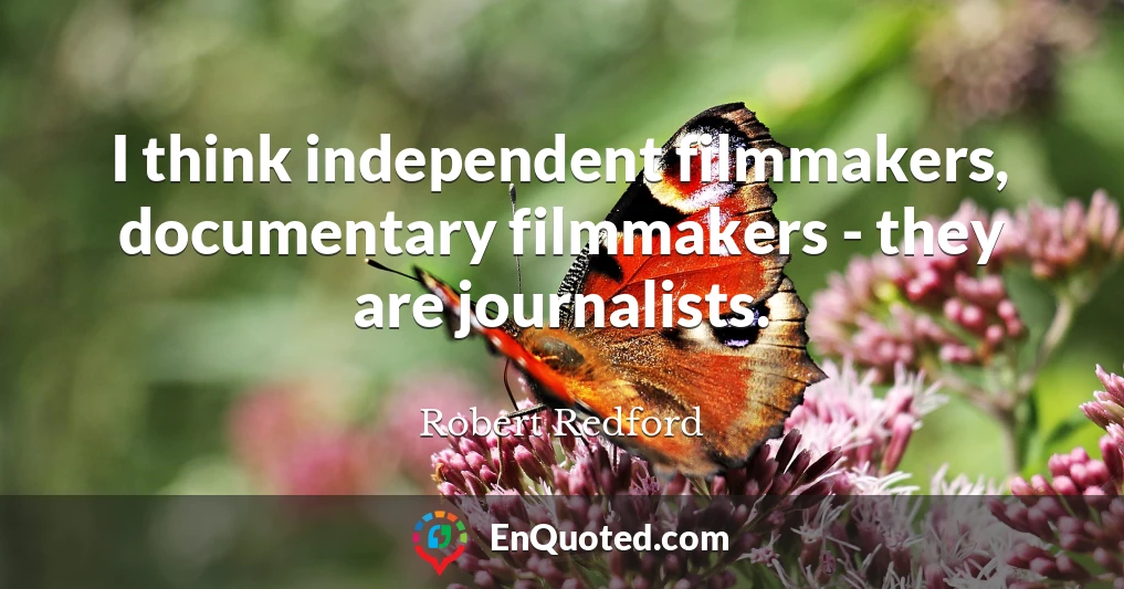 I think independent filmmakers, documentary filmmakers - they are journalists.