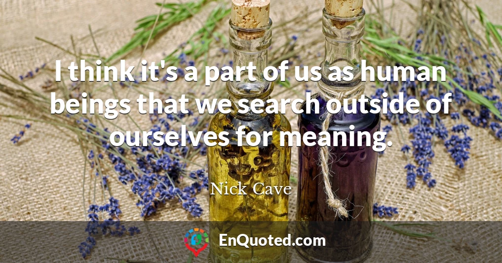 I think it's a part of us as human beings that we search outside of ourselves for meaning.