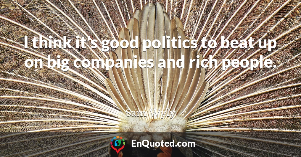 I think it's good politics to beat up on big companies and rich people.