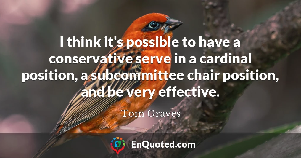 I think it's possible to have a conservative serve in a cardinal position, a subcommittee chair position, and be very effective.