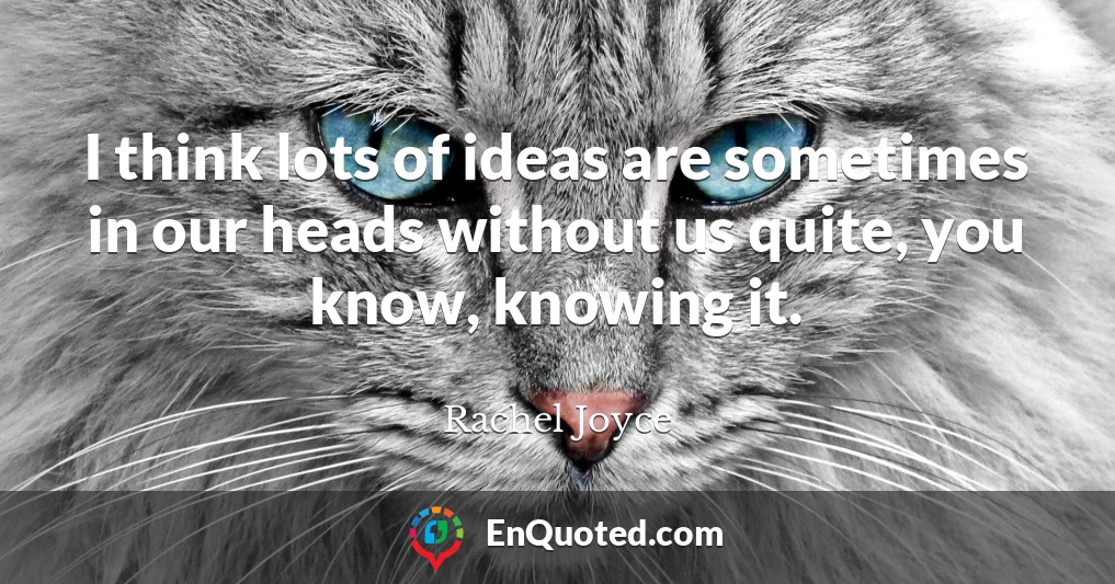 I think lots of ideas are sometimes in our heads without us quite, you know, knowing it.