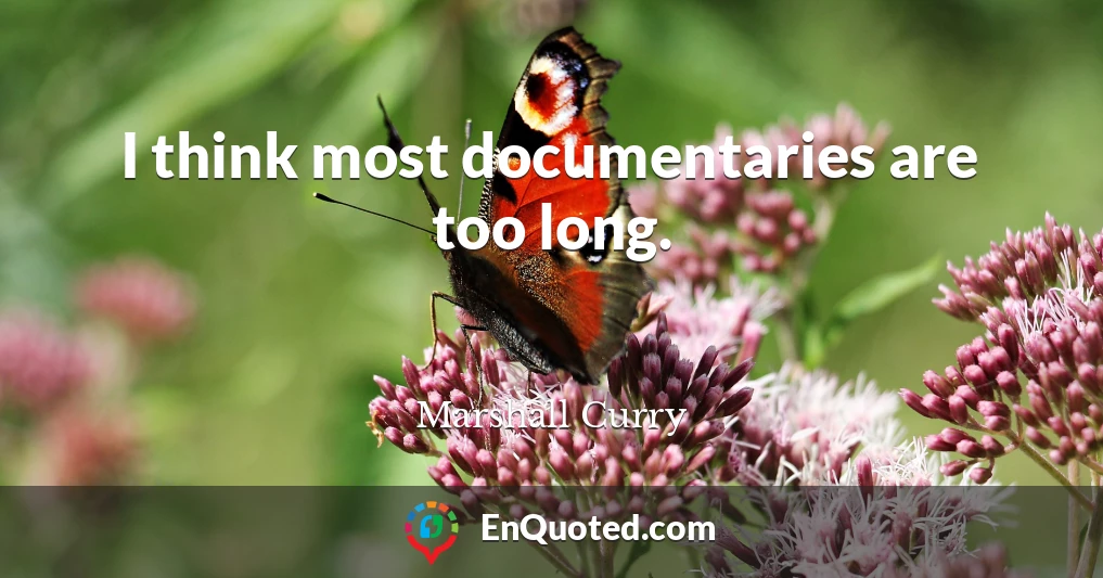 I think most documentaries are too long.