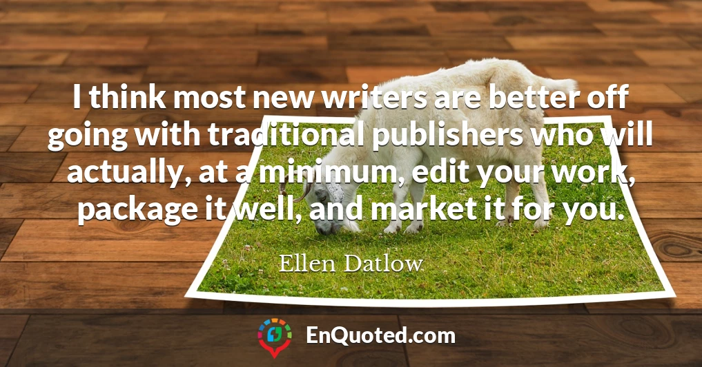 I think most new writers are better off going with traditional publishers who will actually, at a minimum, edit your work, package it well, and market it for you.
