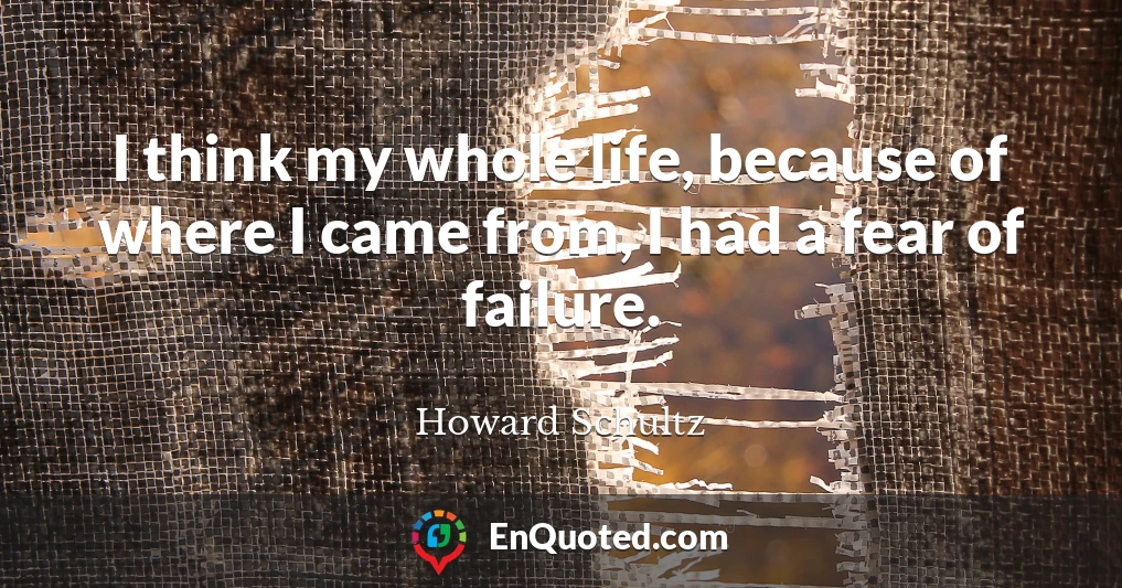 I think my whole life, because of where I came from, I had a fear of failure.