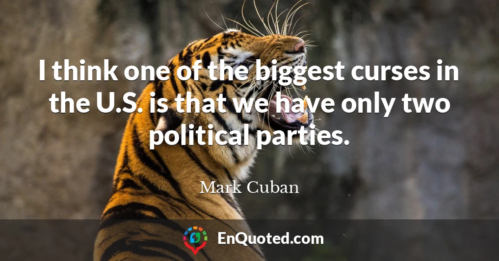 I think one of the biggest curses in the U.S. is that we have only two political parties.