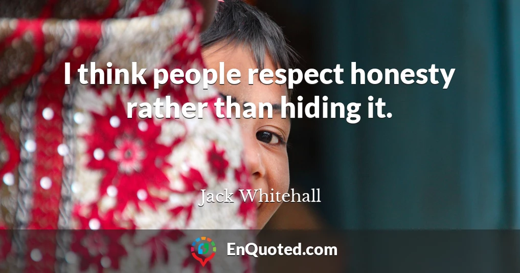 I think people respect honesty rather than hiding it.