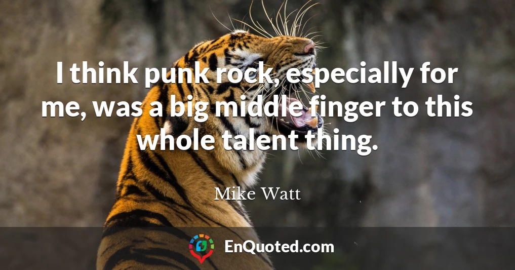I think punk rock, especially for me, was a big middle finger to this whole talent thing.