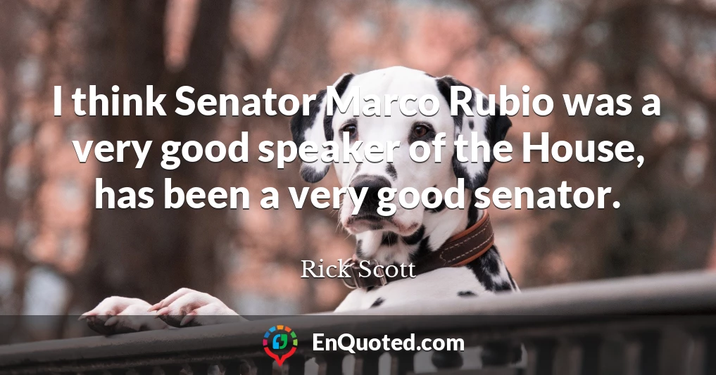 I think Senator Marco Rubio was a very good speaker of the House, has been a very good senator.