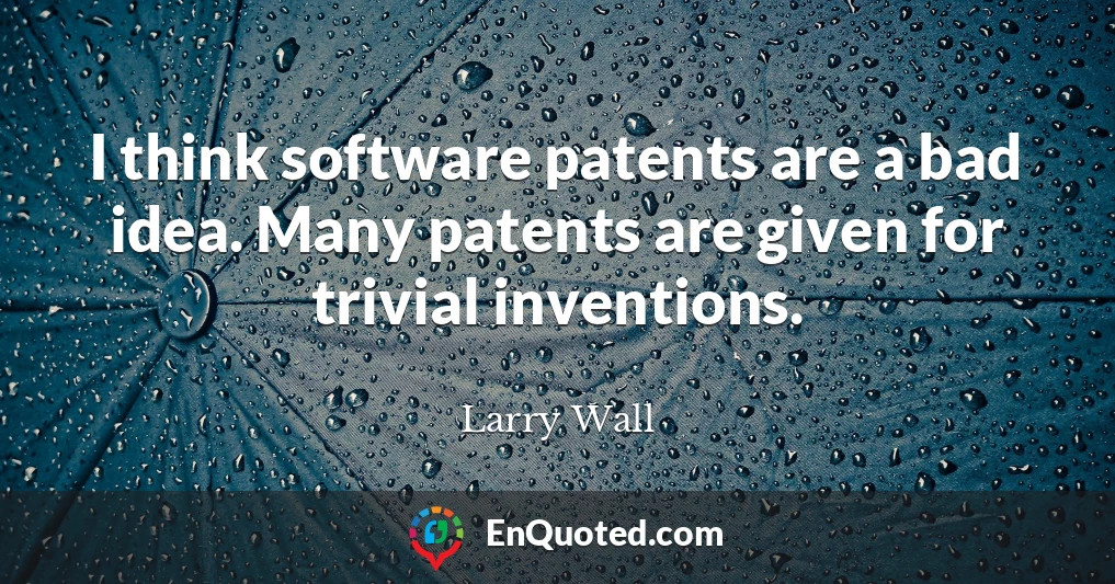 I think software patents are a bad idea. Many patents are given for trivial inventions.