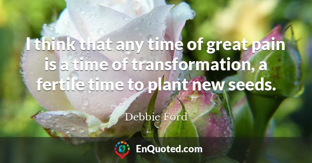 I think that any time of great pain is a time of transformation, a fertile time to plant new seeds.