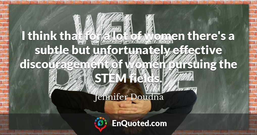 I think that for a lot of women there's a subtle but unfortunately effective discouragement of women pursuing the STEM fields.