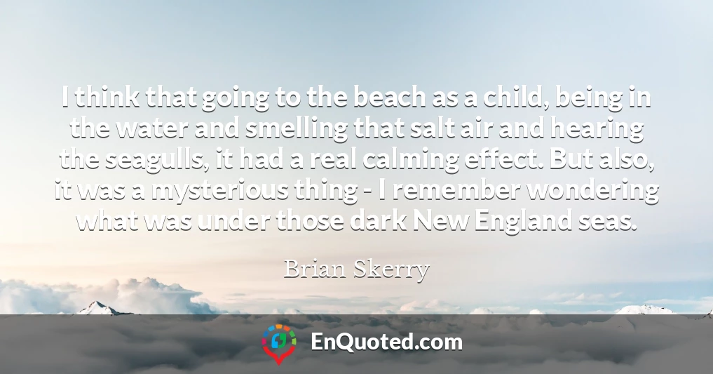 I think that going to the beach as a child, being in the water and smelling that salt air and hearing the seagulls, it had a real calming effect. But also, it was a mysterious thing - I remember wondering what was under those dark New England seas.
