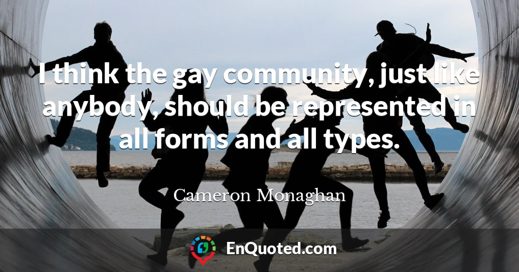 I think the gay community, just like anybody, should be represented in all forms and all types.