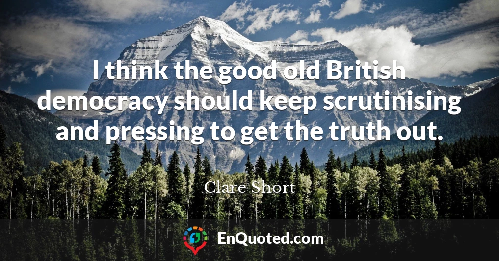 I think the good old British democracy should keep scrutinising and pressing to get the truth out.