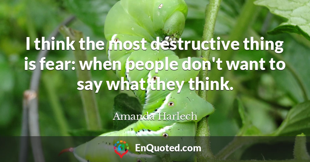I think the most destructive thing is fear: when people don't want to say what they think.
