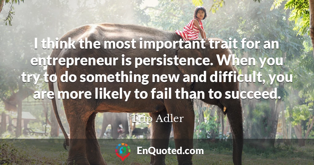 I think the most important trait for an entrepreneur is persistence. When you try to do something new and difficult, you are more likely to fail than to succeed.